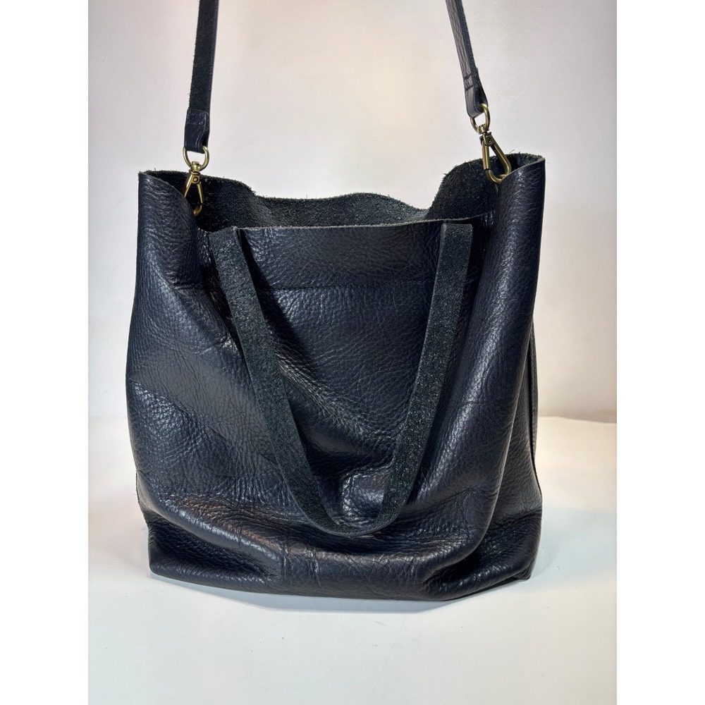 Madewell Medium Transport Tote Black Leather Crossbody Handbag - Picture 4 of 10